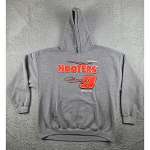 Chase Elliott #9 NASCAR Hooters Hoodie Sweatshirt Men 2XL Gray Hendricks NASCAR